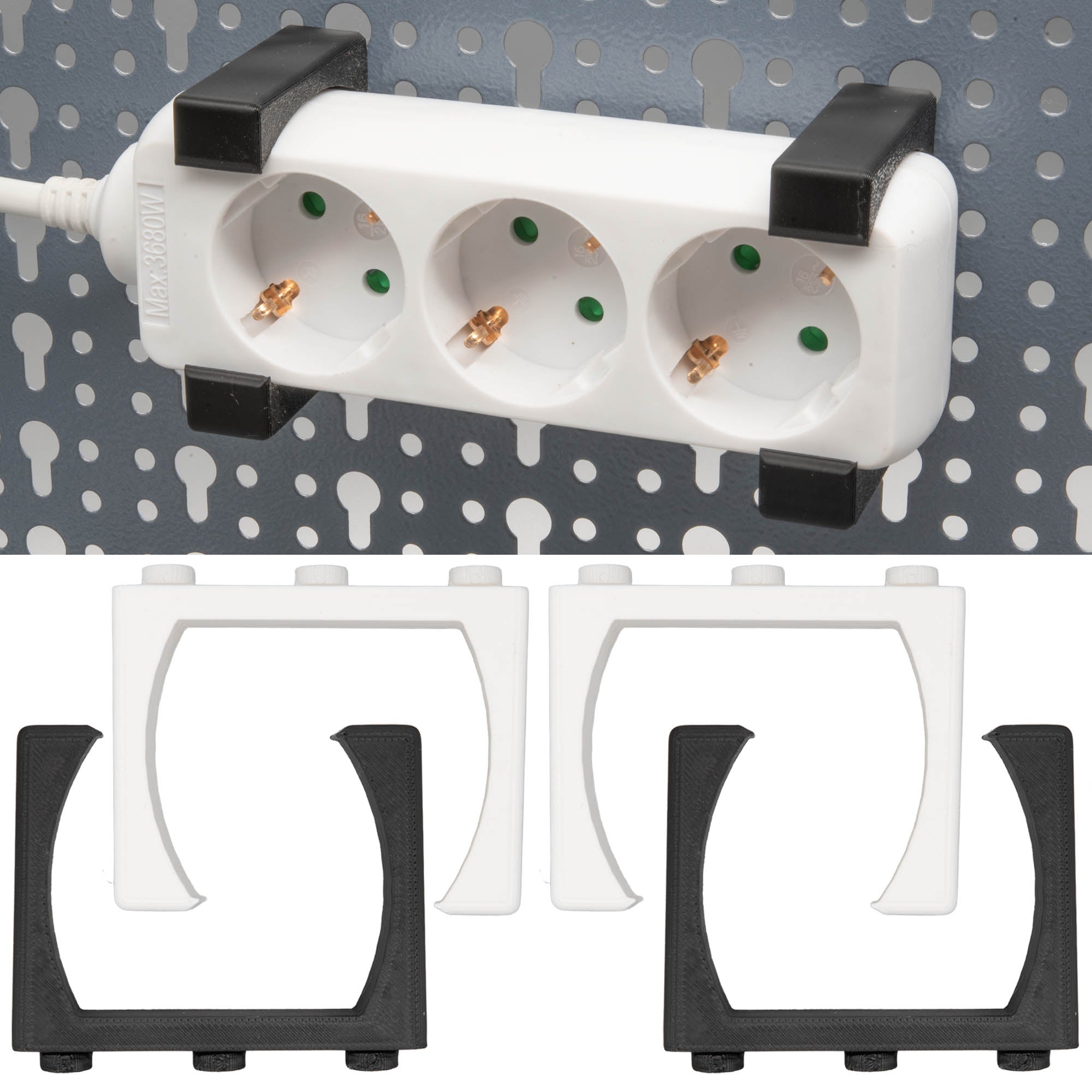 Halterung Steckdosenleiste kompatibel mit Küpper Lochwand Steckdosen Stromleiste Halter