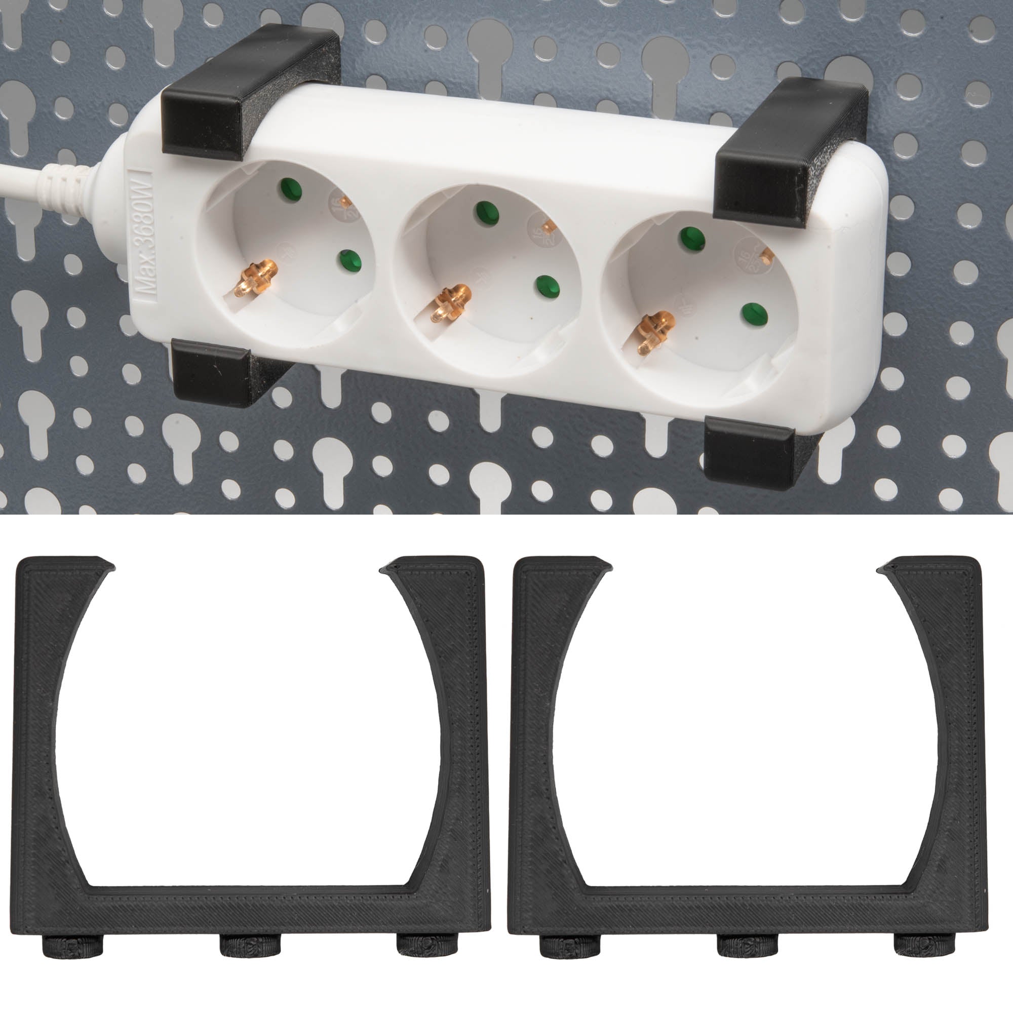 Halterung Steckdosenleiste kompatibel mit Küpper Lochwand Steckdosen Stromleiste Halter