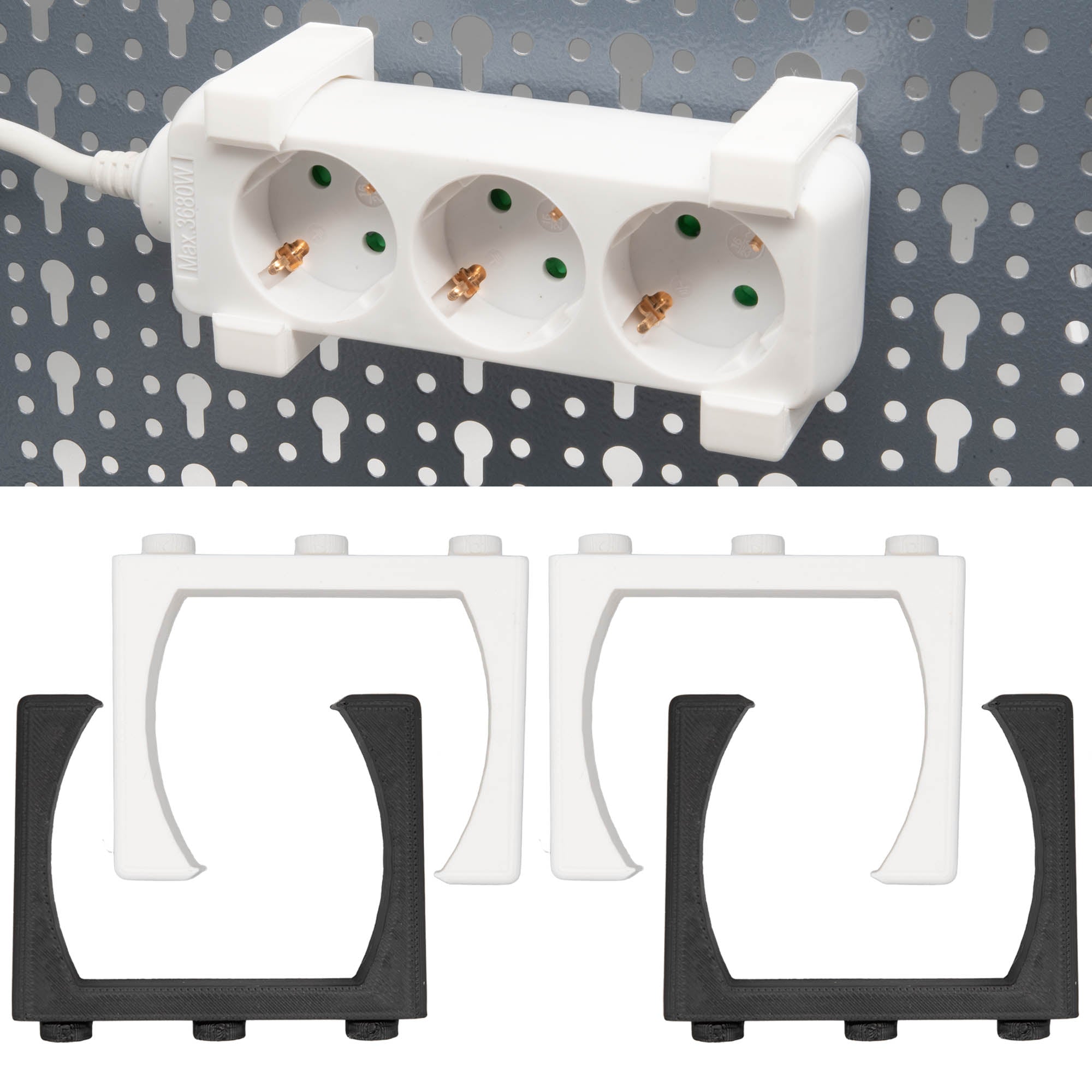 Halterung Steckdosenleiste kompatibel mit Küpper Lochwand Steckdosen Stromleiste Halter