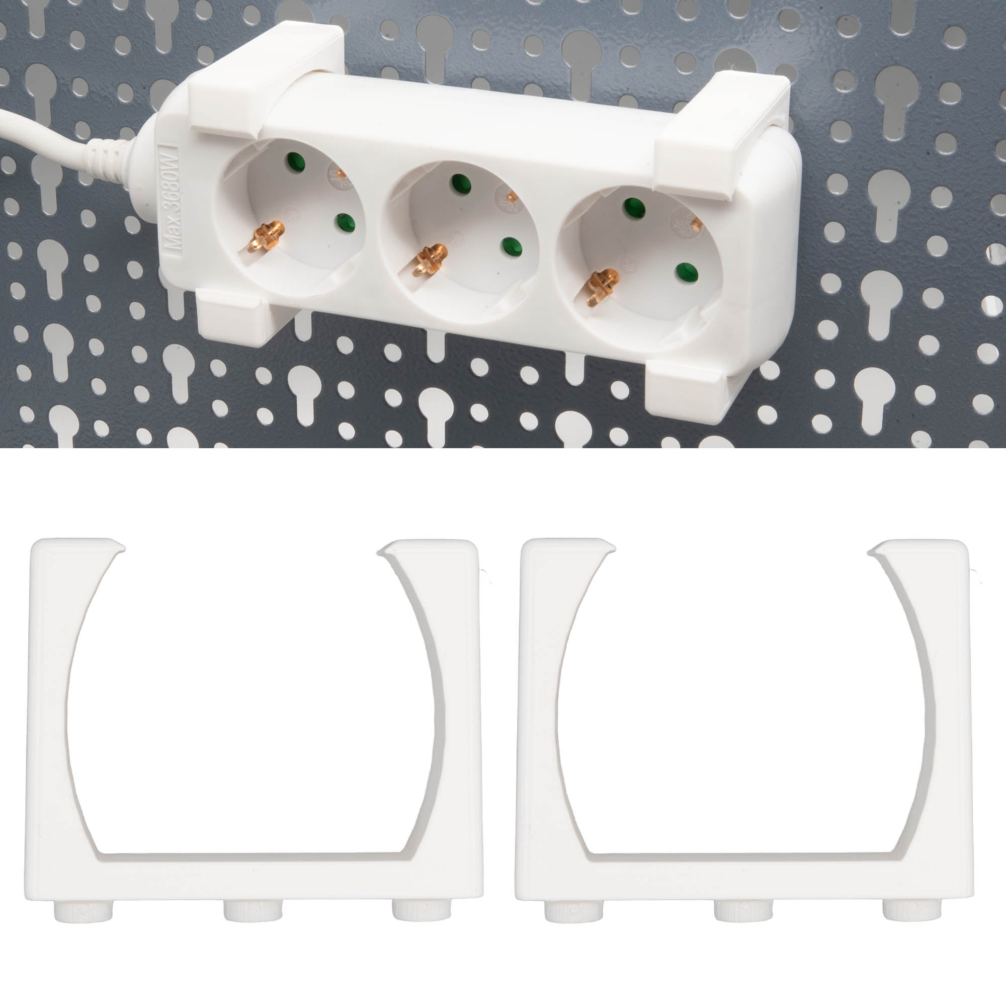 Halterung Steckdosenleiste kompatibel mit Küpper Lochwand Steckdosen Stromleiste Halter