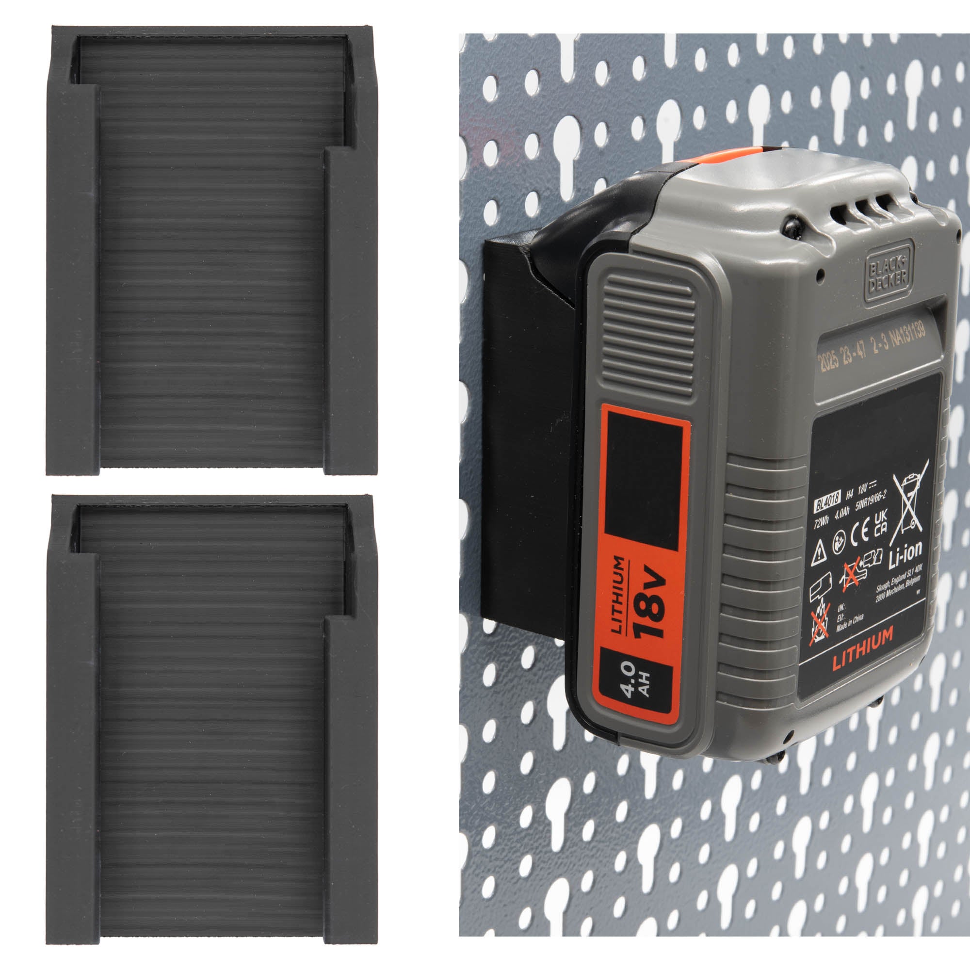 Akkuhalter Kompatibel mit BLACK+DECKER 18V für Küpper Lochwand Akku Wandhalter